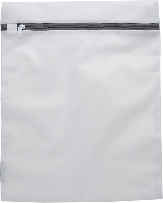 Large Mesh Wash Bag | Laundry | Washing Machine | Zipper Closure | Prevents Pulling and Tearing | Clothes | Garments | Delicates | Socks | White