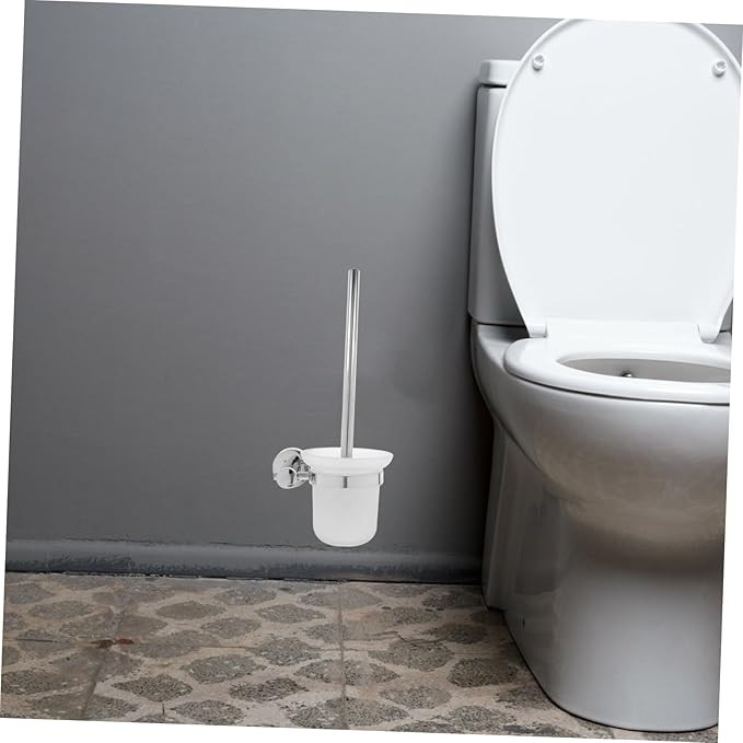 Elegant Stainless Steel Toilet Brush Holder Wall-Mounted Long Handle Bathroom Accessory