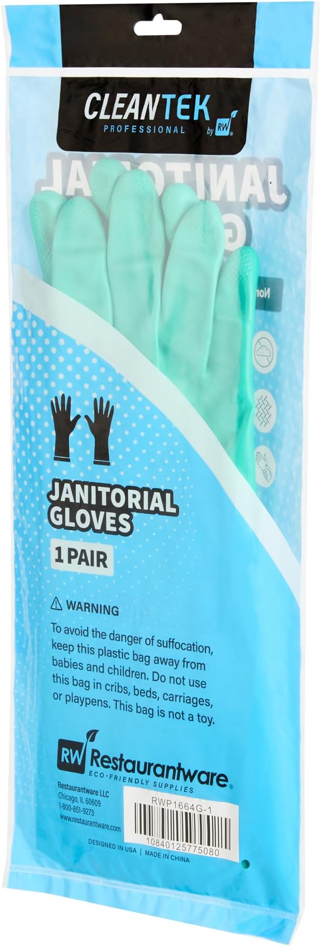 Restaurantware Nitrile Gloves 10 Count 15 mil Chemical Resistant Gloves Abrasion-Resistant Kitchen Cleaning Latex-Free Green