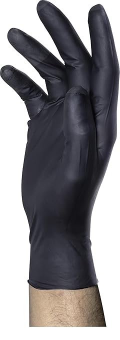 SAS Raven Patriot Powder-Free Nitrile Disposable Gloves | 7 Mil - XL | Black, 10 Boxes of 100| Latex Free, Compression Fit, Textured Grip | Paint, Automotive, Industrial, Janitorial, Food Service