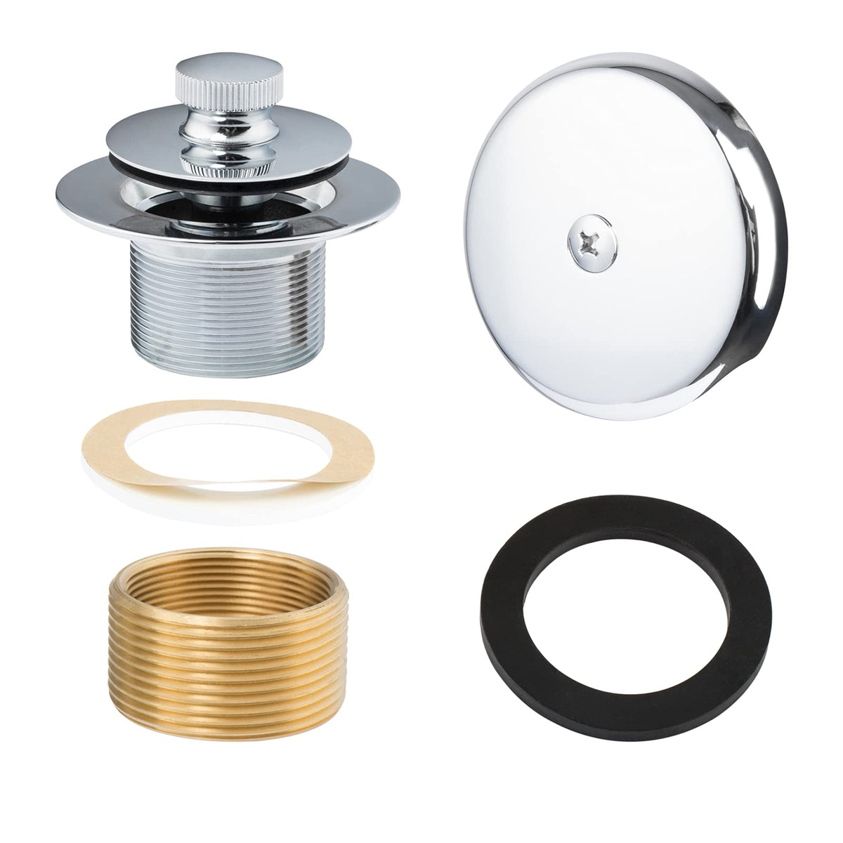 Push & Lock Bathtub Drain Conversion Kit,Chrome Plated - Image 1