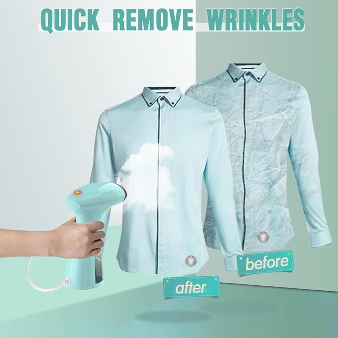 Steamer for Clothes, 2-in-1 Handheld Clothing Steamer for Garment Portable Travel Steam Iron with Large Water Tank Wrinkle Remover