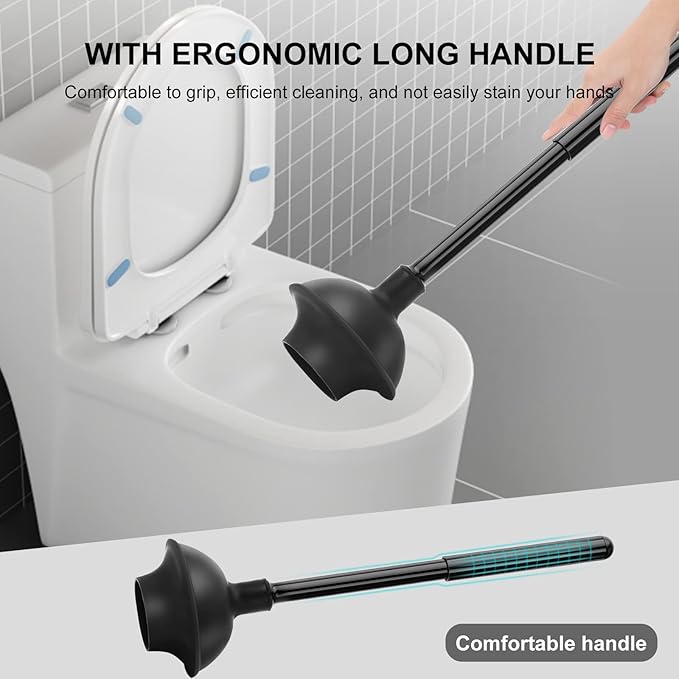 SetSail Toilet Brush and Plunger Set, Toilet Plungers for Bathroom Heavy Duty & Toilet Paper Holder with Shelf Adhesive or Screw