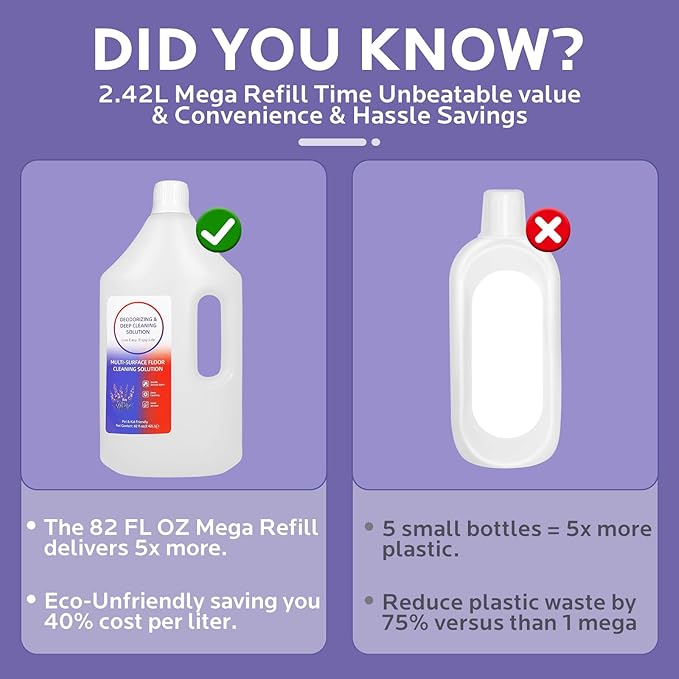 Floor Cleaning Solution,82 Fl Oz - Compatible with Tineco S3/S5/S7 Pro & iFloor 3/5 (No Steam),Low-Foam Pet & Kid Friendly（Lavender Scent）