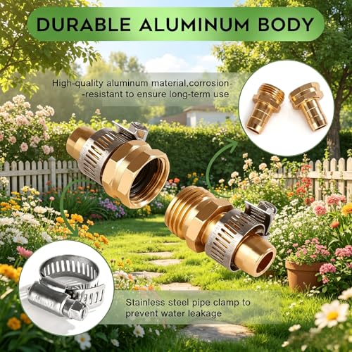 Garden Hose Repair Kit, 3/4" 5/8" Hose Fittings with Clamps - Image 4