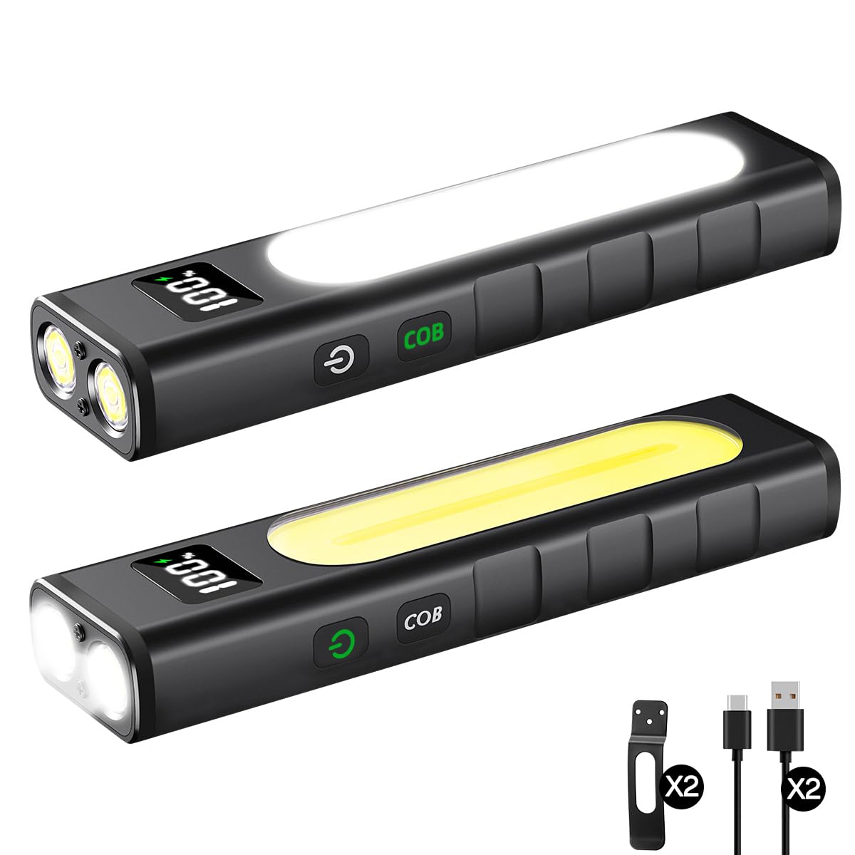 2P Rechargeable Flashlights High Lumens 1800, Magnetic Base - Image 1