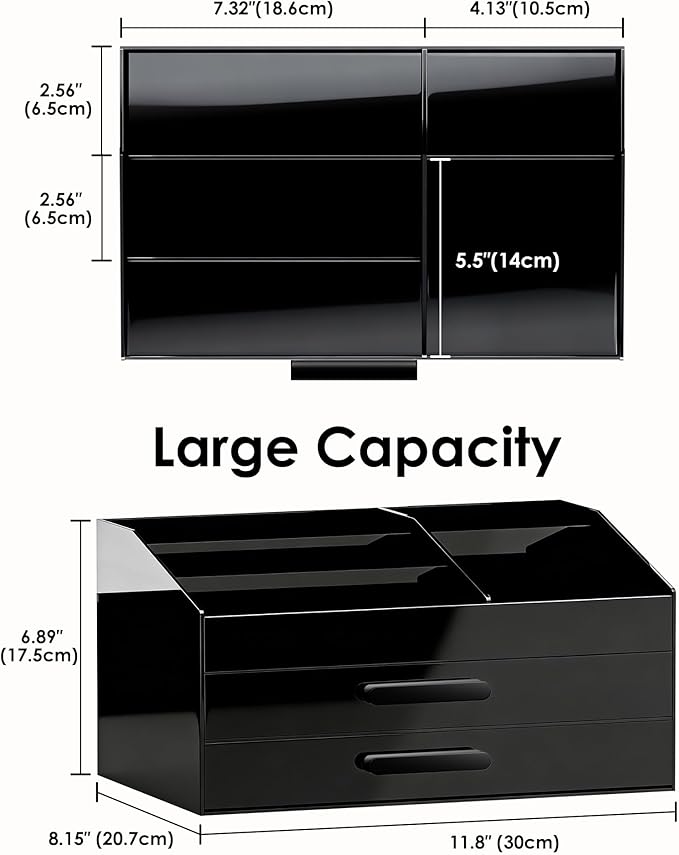 ProCase Cologne Organizer for Men with Drawer, Acrylic Perfume Holder & Bathroom Countertop Organizer for Men & Women, Dresser Vanity Storage for Cologne, Perfume and Skincare -2 Layer