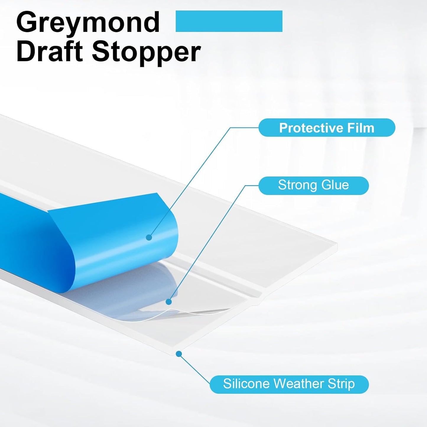 Weather Stripping Door Seal Strip 20 Ft — Clear Silicone Gap Blocker for Doors, Windows & Showers