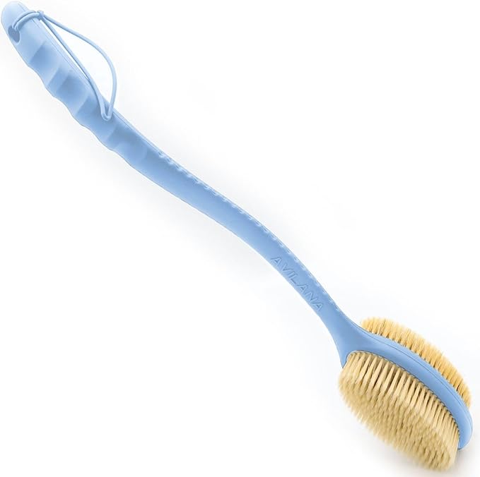 Avilana Back Scrubber for Shower,19 inch Silicone Body Scrubber with Handle, Shower Back Scrubber for Men and Women, Back Brush for Shower, Loofah with Handle Shower Brush