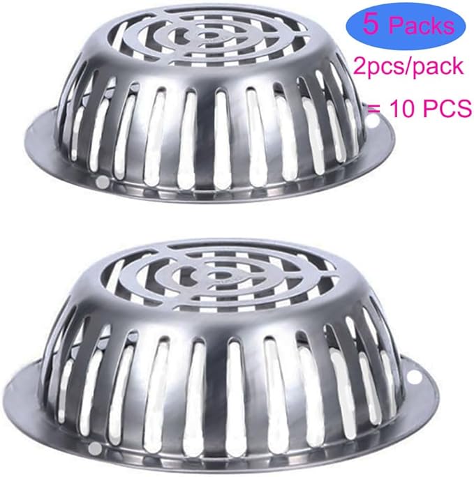 SUS304 Stainless Steel Roof Dome Drain Cover Strainer Anti-Clogging Atrium Grate 2pcs/pk (Φ: 7 inch-5 Packs)