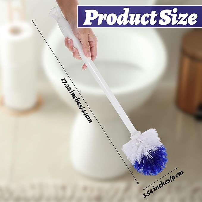 12 Pcs Toilet Brush, 18.5 Inch Long Plastic Handled Toilet Bowl Cleaning Brush Soft Bristle Heavy Duty Long Scrubber for Household Bathroom Cleaning Supplies
