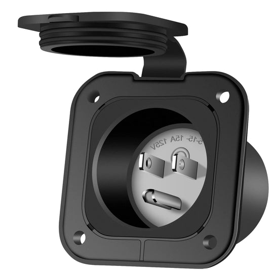 PAULINN 15 Amp Flanged Inlet 125V, NEMA 5-15 RV Shore Power Inlet - Image 1