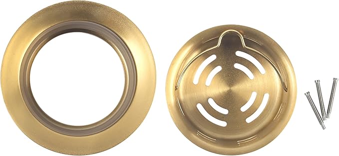 LQS Gold Extended Sink Flange with Deep Basket Strainer, Deep Garbage Disposal Sink Flange for Kitchen Sink, Fit for 3-1/2 Inch Standard Sinks Drain Hole