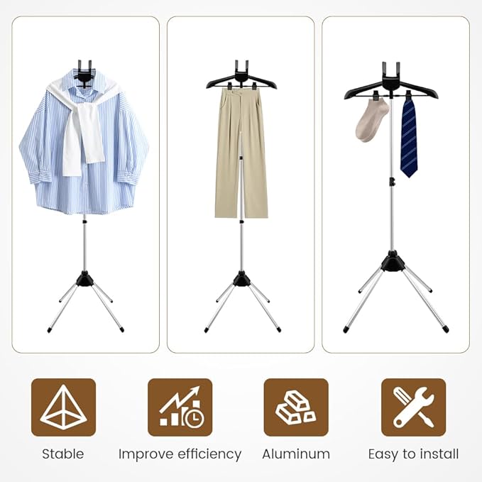 Garment Steamer Hanger Stand & Ironing Gloves Set – Adjustable Steamer Stand for Clothes Hanger, Portable Handheld Steamer Rack, Steam Ironing Accessories for Clothes‌
