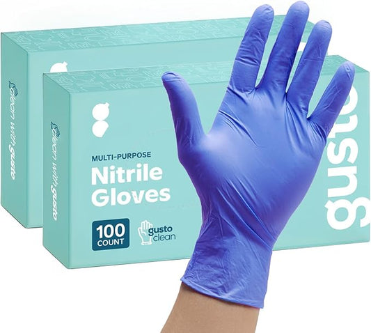 GUSTO Blue Nitrile Gloves, Disposable Gloves – 4 Mil, Latex & Rubber Free, Non-Sterile Powder-Free (Formerly Comfy Package)