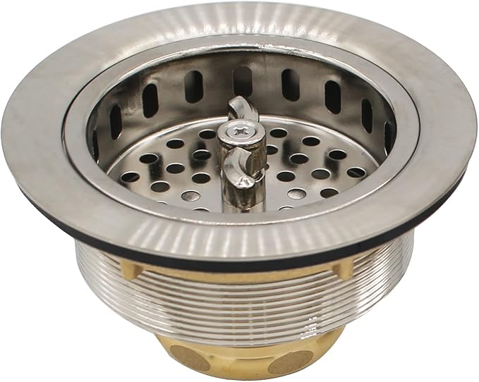 Westbrass R213-07 Wing Nut Style Large Kitchen Basket Strainer, Satin Nickel