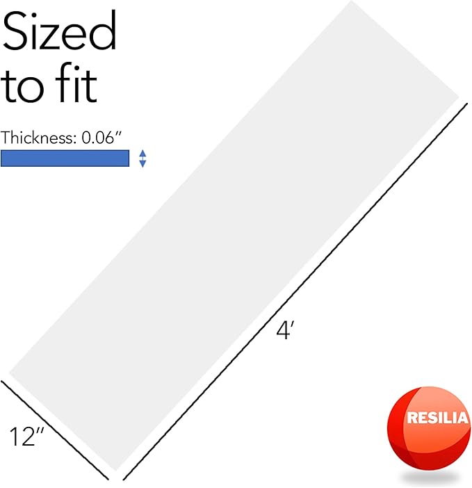 RESILIA Closet Shelf Liner for Wire Shelving – Pack of 1, 12" Wide x 48" Long Heavy Duty Waterproof Liners, Clear PVC Covers for Kitchen Pantry, Bathroom Closet, & Cabinet Storage, Made in The USA