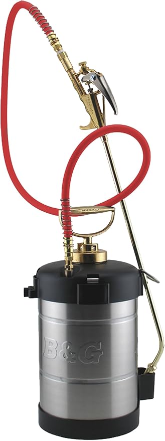 B&G - Primeline 1 Gallon Stainless Steel Sprayer (N124-S-18) - Extenda-Ban Valve - 18" Brass Extension - 4-Way Tip - Durable, Precise, Field Repairable