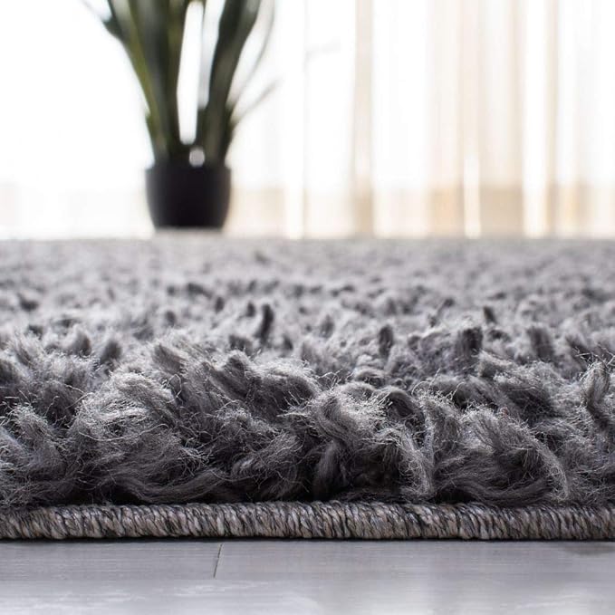 SAFAVIEH August Shag Collection Runner Rug - 2' x 9', Charcoal, Solid Design, Non-Shedding & Easy Care, 1.5-inch Thick Ideal for High Traffic Areas in Living Room, Bedroom (AUG200H)