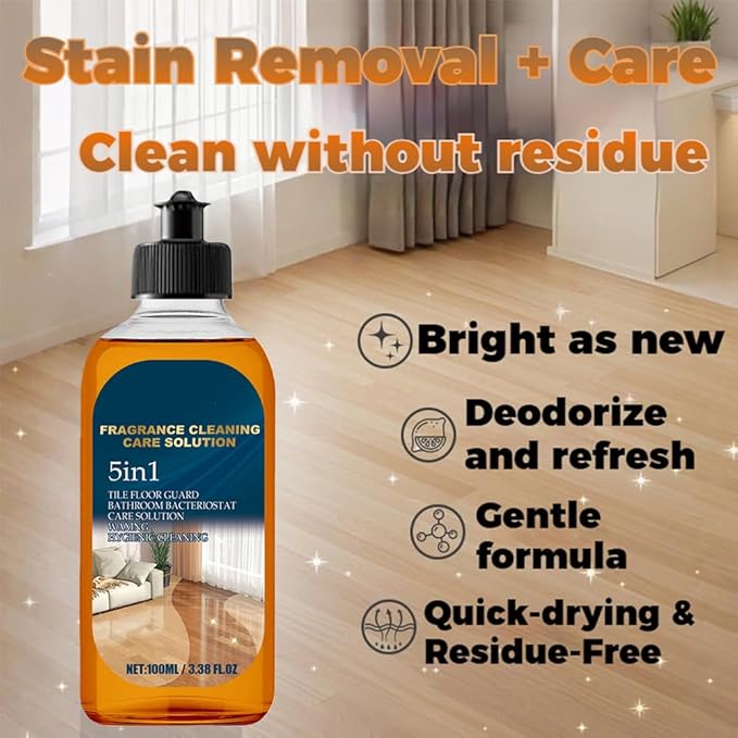 2026 New 5 In 1 Floor Cleaner, Fast-Drying Fragrance Cleaning Care Solution, Multi-Surface Floor Cleaner Stain & Odor Remover Floors Cleaners, Restore Hardwood Floors Shine (1Pc)
