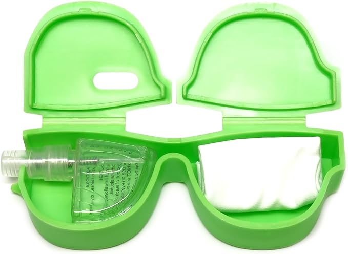 Calabria Kool Klean 4 Pack Eyeglasses Lens Cleaner Kit Green 15 ml Cleaning Spray, White Cleaning Cloth Eyewear Cleaning Kit