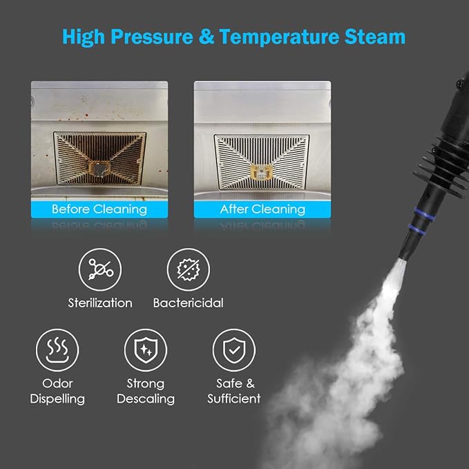 GOFLAME Steam Cleaner 1050W Handheld Multi-Purpose Powerful Steam, Sanitizer, Steamer, Steam Iron, Remove Stains/Grease from Bathroom, Kitchen (Blue)
