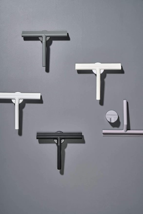 Zone Denmark Effortless Elegance Glass Wiper with Magnetic Holder for Stylish and Convenient Bathroom Maintenance Soft Grey, 6.7"x 8.3"inches