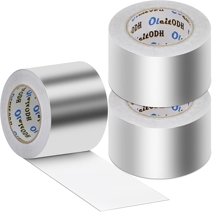 3 Pack Aluminum Foil Tape Bulk - 4 Inch x 55 Yards - Heavy Duty Metal Duct Tape, Aluminum HVAC Tape for Sealing & Patching, Air Ducts, Insulation Metal Repair, Professional Grade
