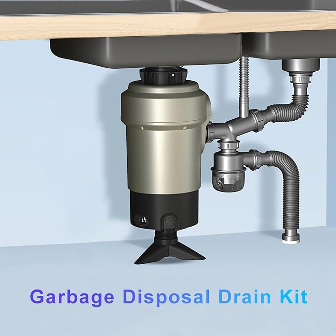 Garbage Disposal Drain Kit, Kitchen Sink P-Trap 1 1/2, Space Saving, Visible, Clog Resistant, Odor Resistant, Easy to Clean Double Sink Drain
