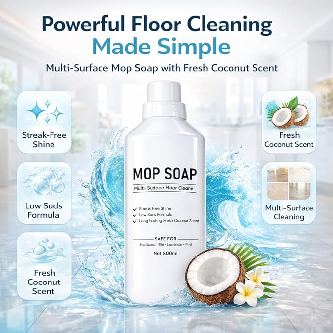 Mop Soap for Floor Cleaning, 2 Pack 16.9 Fl Oz Concentrated Mop Soap Brazilian Waves, Multi-Surface Floor Cleaner for Bathroom, Kitchen & Tile Floors