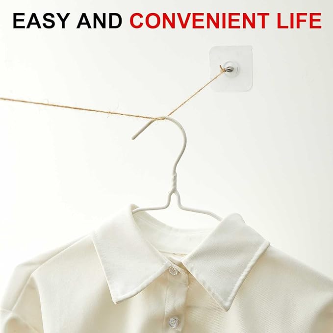 48 Pcs Heavy Duty Adhesive Ceiling Hooks Ceiling Wall Christmas Hooks Hangers Without Nails Practical Stainless Steel Waterproof for Indoor Outdoor Home Office Kitchen Hanging Plant