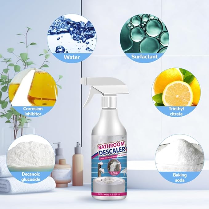 Stubborn Stains Cleaner, 2025 New Multipurpose Bathroom Foam Cleaner Powerful Bathrooms Descaler Spray, Bathroom Descaler Foam Spray for Bathtub Sink Glass Tiles (3 Sets)