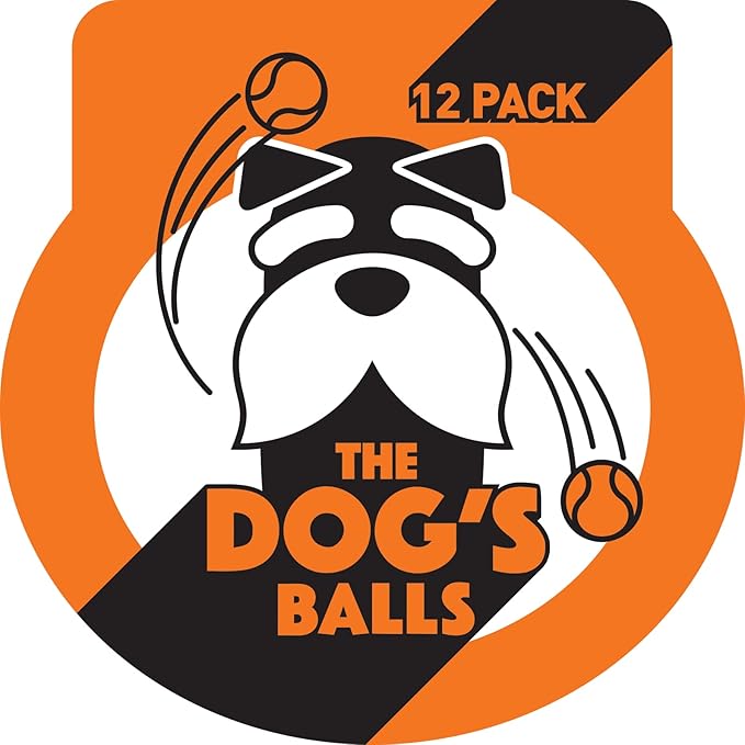 The Dog's Balls Dog Tennis Balls for Dogs, Orange, 12-Pack - Non-Abrasive Felt Fetch Balls, Tough Rubber Core, Float in Water, Fits Standard Launchers