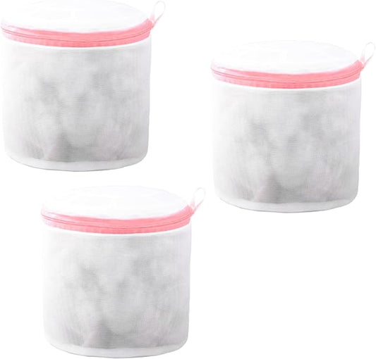 3 Pack Laundry Mesh Bags, Bra Wash Bag with Zips, Lingerie Bags for Laundry Washing Machine Underwear, Delicates, Socks(Pink)
