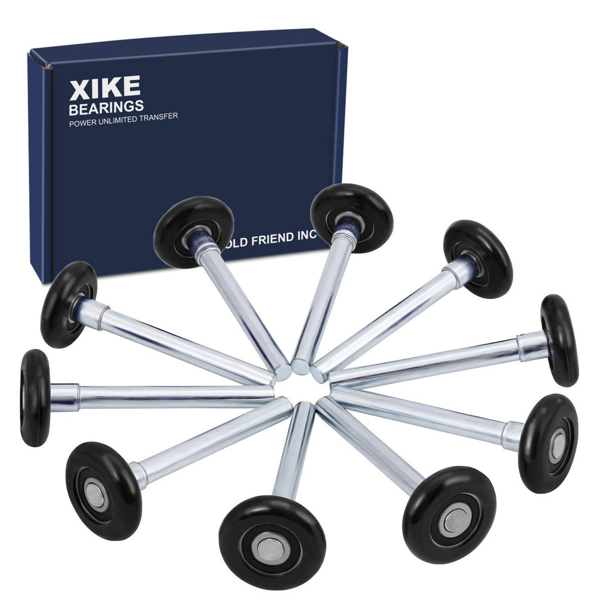 XiKe 10 Pack Black 2" Nylon Garage Door Roller 4" Stem - Image 1