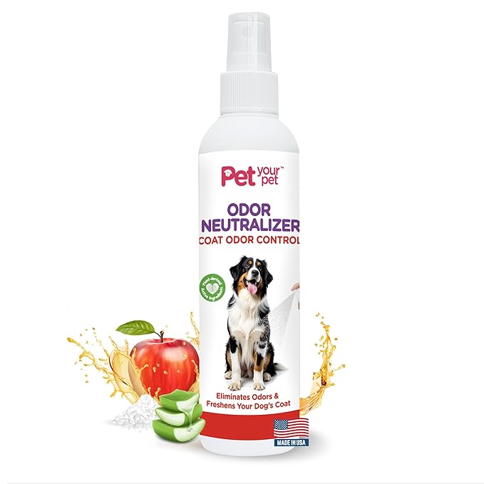 Dog Odor Neutralizer Spray for Dogs 4oz, Non-Toxic Deodorizer with Aloe Vera & Apple Cider Vinegar, Made in USA, Freshens Coat & Eliminates Odors