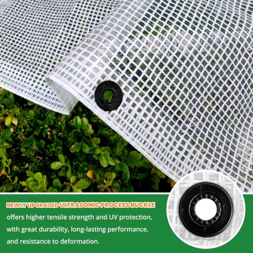 8x10FT Clear Mesh Tarp Heavy Duty Waterproof Ultrasonic Process - Image 4
