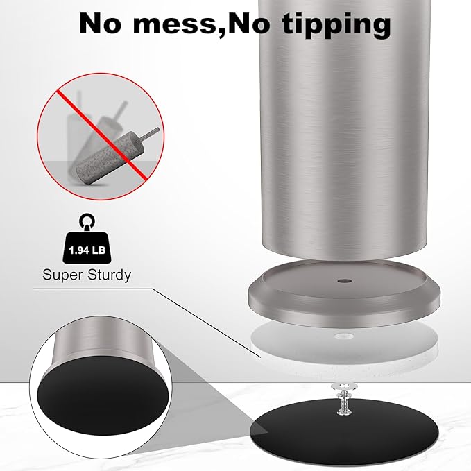 Stain Nickel Toilet Brush and Holder，Extra Long Handled Toilet Brush for Bathroom，Stainless Steel Heavy Duty Toilet Bowl Brush,Removable Inner Bowl,Deep Cleaning Dense Bristles Brush