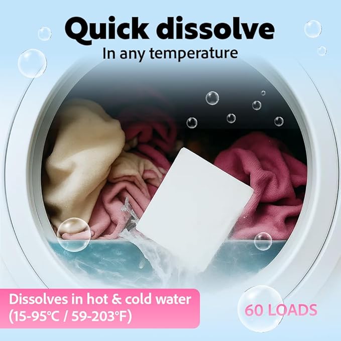 Laundry Detergent Sheets | Clothes Detergent Laundry Soap Sheets for Travel - Mess-Free, Ultra Concentrated, Recyclable Packaging, Stain Fighting - Refreshing Mist Scent, 60 Count