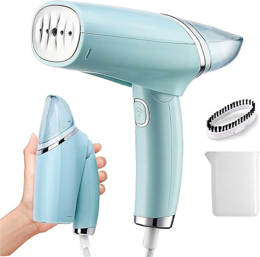 Handheld Clothing Steamer, 1000W Portable Foldable Stainless Steel Panel Steam Iron，A Small Clothing Wrinkle Remover Weighing 1.32 Pounds Suitable for Home, Travel & Office (Blue)
