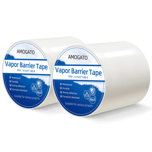 Vapor Barrier Tape - 8 Mil 6" x 180FT x 2 Roll, Heavy Duty - Image 1