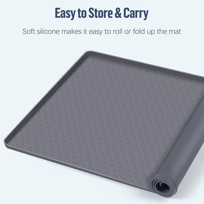 Pee Pad Holder for Dogs, 51" x 25.6" Silicone Pee Tray Mat Leak-Proof, High Edge, No Spill Pet Pad Holder for Puppy, Cat, Rabbit, Training Pads for Floor Protection, No Pee Pads (Grey)