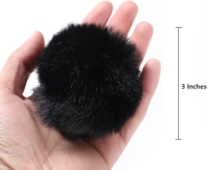 Craft Pom Pom Balls,Large Black Poms Costume Accessory, Pom pom Balls for Arts and DIY Creative Crafts Decorations,Black,3 Inches,20 Pieces.