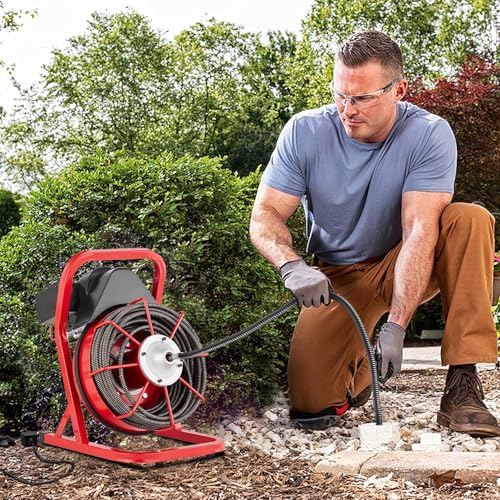 450W Electric Drain Cleaner, 75 ft x 1/2 in Manual Feed Drain - Image 3