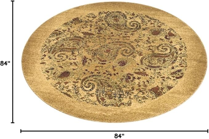 SAFAVIEH Lyndhurst Collection Area Rug - 7' Round, Beige & Multi, Traditional Paisley Design, Non-Shedding & Easy Care, Ideal for High Traffic Areas in Living Room, Bedroom (LNH224A)
