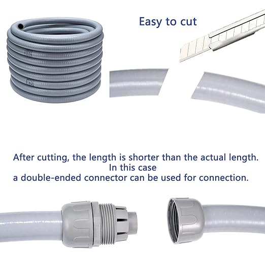 25FT NPT 3/4 Inch Liquid Tight Connector Non-Metallic PVC Electrical Flexible Conduit Fittings, UL Listed - with 5 Straight, 3 Curved and 1 Double-Port Connector