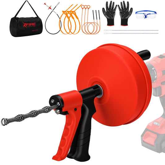 50FT Drain Snake Tools, 14-in-1 Double Mode Drain Auger - Image 1