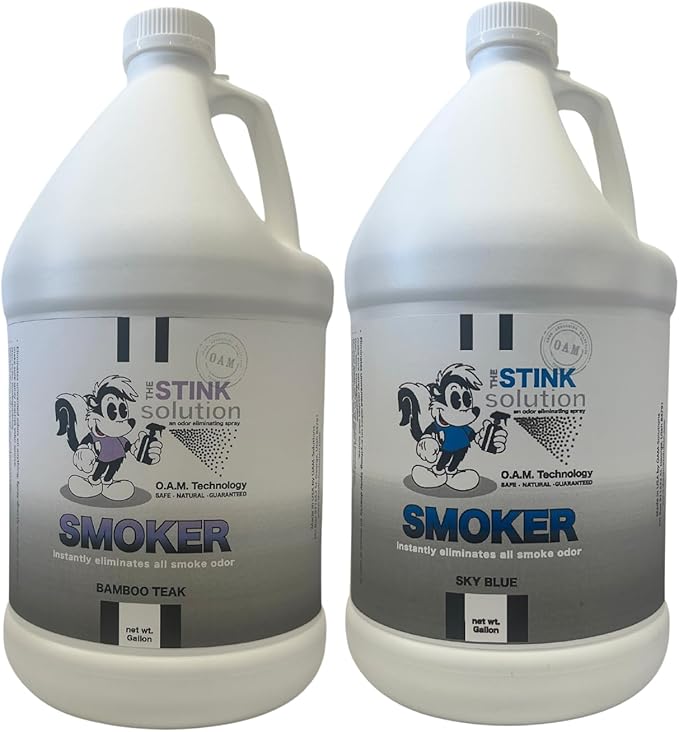 The Stink Solution Smoke Odor Eliminator Spray for Home, Car, Clothes, Hands, Hair, and More Completely Neutralizes All Types of Smoke Odor Best Smoke Smell Remover Bamboo Teak & Sky Blue - 2 Gallons