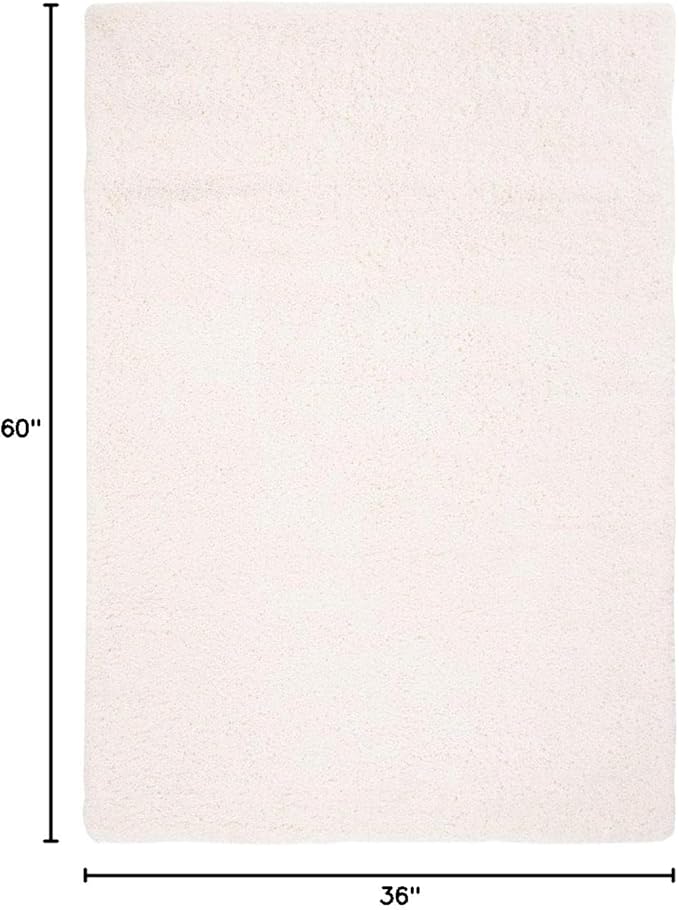 SAFAVIEH Fontana Shag Collection Accent Rug - 3' x 5', Ivory, Solid Design, Non-Shedding & Easy Care, 2-inch Thick Ideal for High Traffic Areas in Entryway, Living Room, Bedroom (FNT800A)