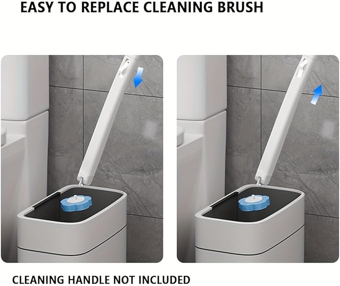 Disposable Toilet Brush with 24 PCS Replacement Heads, Disposable Toilet Bowl Cleaner Wand, Automatic Lid Opening, Toilet Wand Kit, Disposable Toilet Brush Refills, White